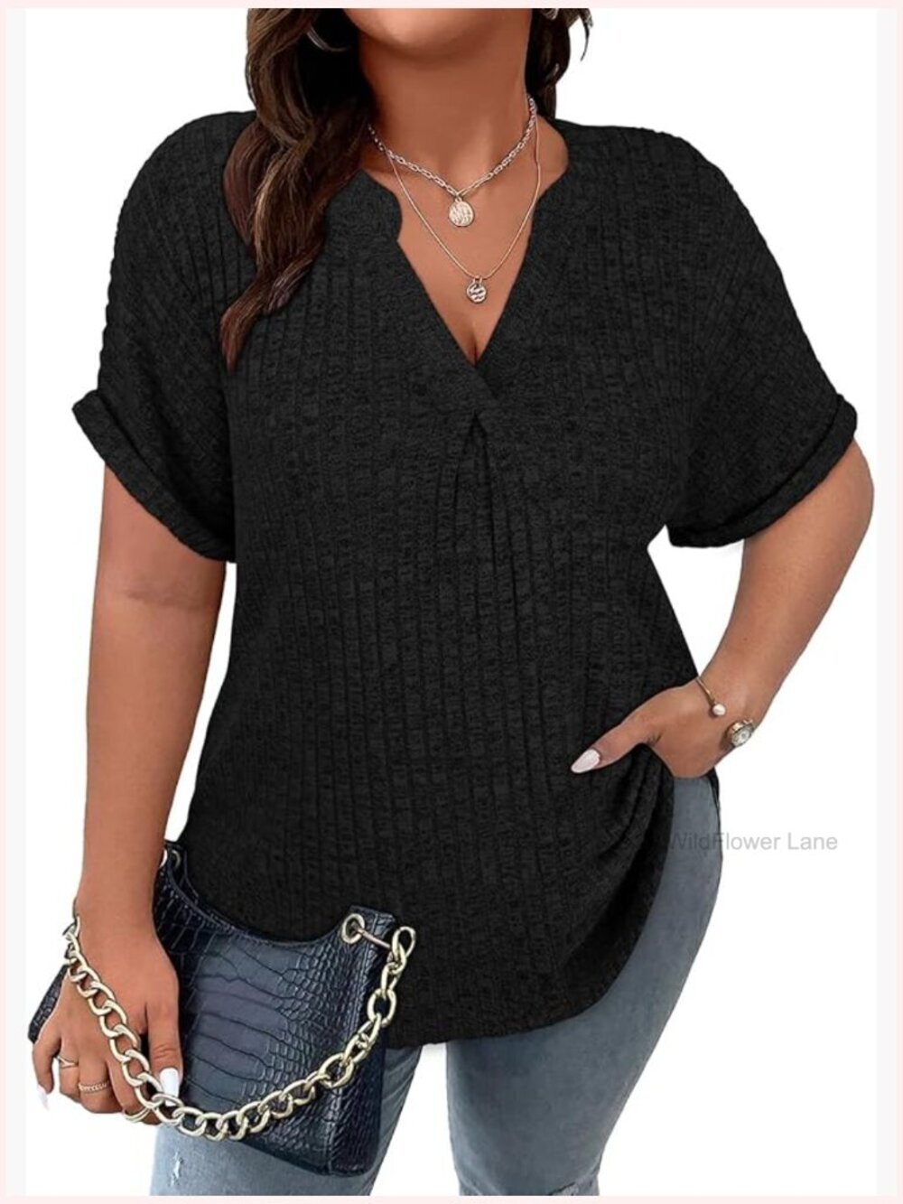 Plus Size Short Sleeve V Neck Tunic Top Blouse Casual Summer 3X 4X 5X